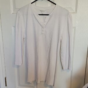 Women's White Henley Top